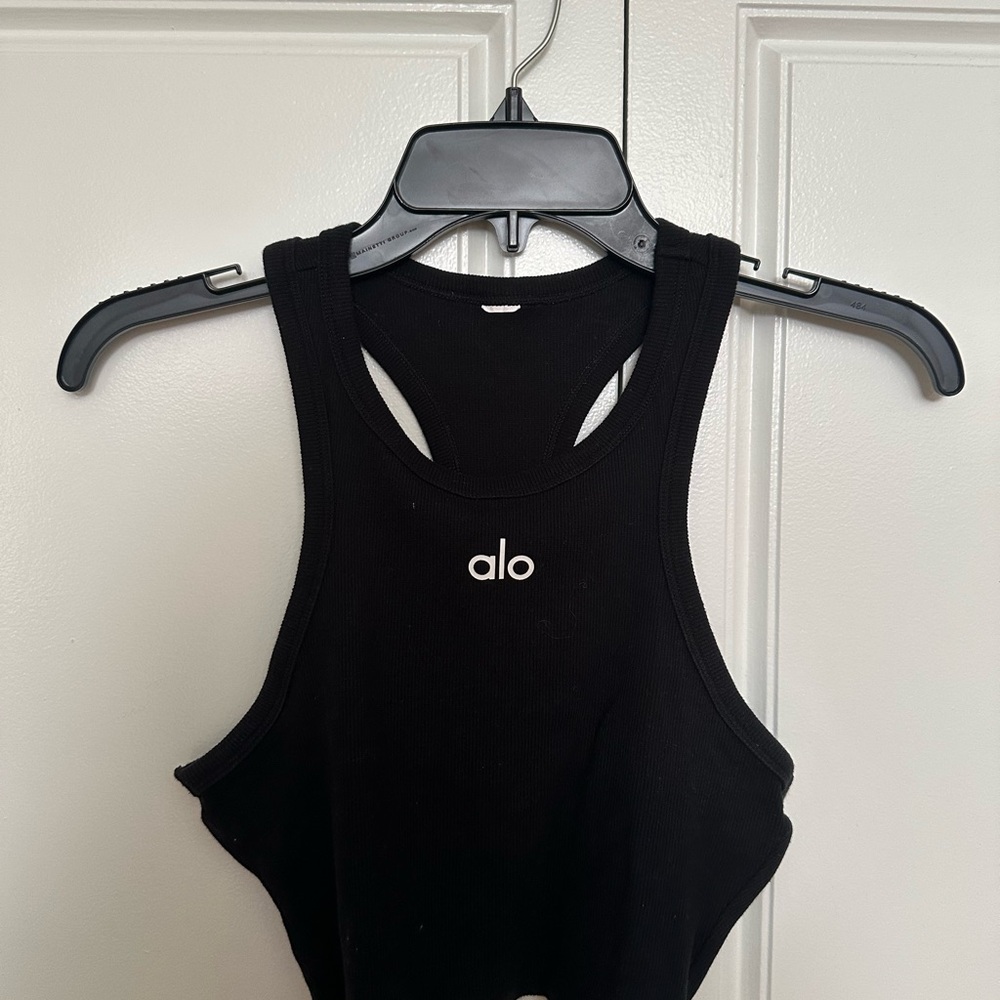 ALO Yoga Black Crop Cut Out Tank Top